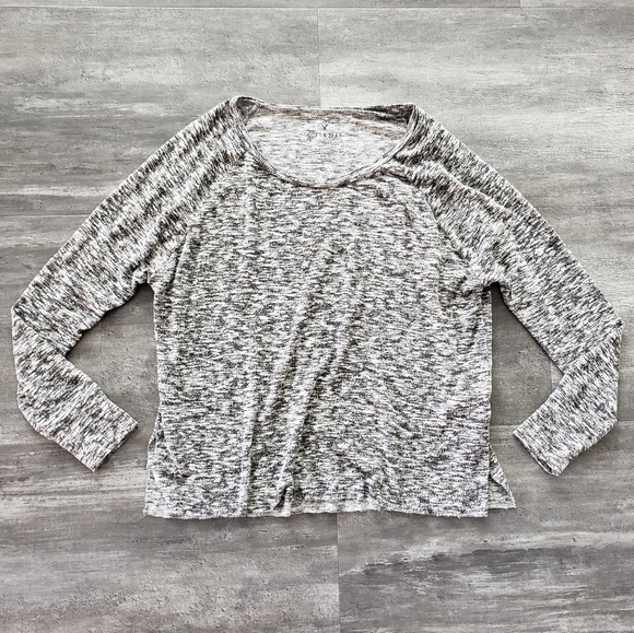 Grey Black Heathered AEO Sweater Long Sleeve